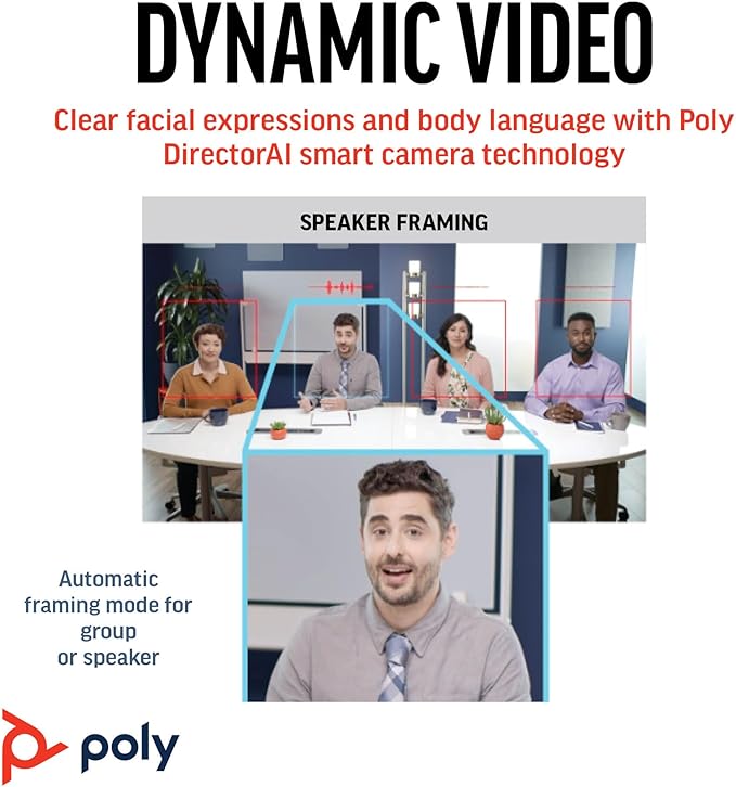 Poly Studio R30 4K Video Conferencing Bar (Plantronics) – Camera, Mic, & Speaker for Small Rooms – Automatic Camera Framing – Noise Reduction Technology – Works w/Teams, Google, Zoom –Amazon Exclusive