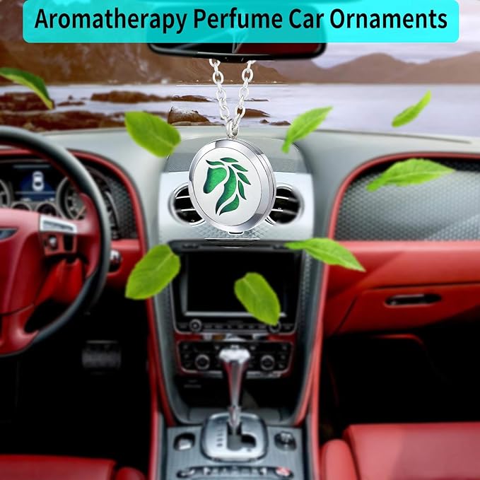 Essential Oil Diffuser Necklace Aromatherapy Jewelry Stainless Steel Horse Animal Locket Pendant with 24 inch Chain 8 Pads Birthday Christmas Jewelry Gift for Women Men