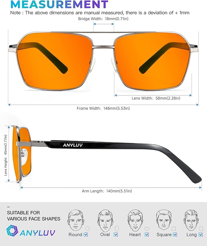 ANYLUV Blue Light Glasses Men/Women, Blue Light Blocking Glasses, Computer Screen Blocker Eyes Protection Glasses