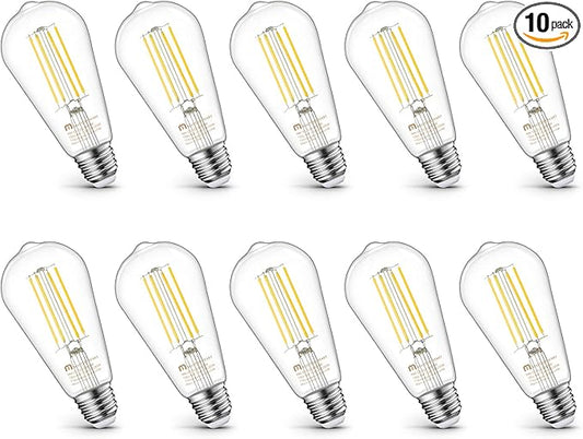 MASTERY MART 100 Watt LED Bulb, Edison Bulbs, Dimmable Lightbulbs E26, 5000K Daylight White Bright 9W 1100 Lumens, ST21/ST64 Vintage Lightbulb, UL Listed, Clear Glass, Decorative Light Bulb (10 Pack)
