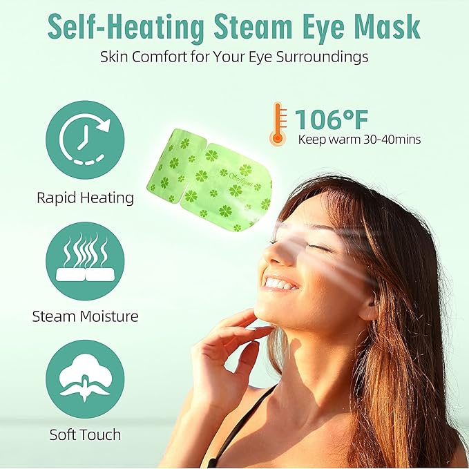 Serfeymi 22 Packs Steam Eye Mask-Disposable Cornea Care Rest Self Heating Eye Mask,Warm Eye Compresses for Dry Eyes,Sleep,Spa,Travel Essentials & Relaxation Gifts,Stocking Stuffers-Unscented