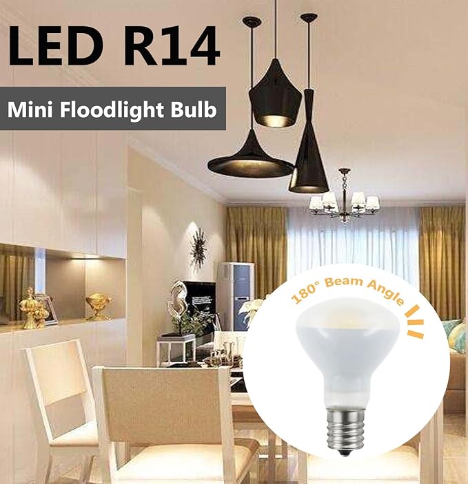 2-Pack E17 R14 LED Bulb, 4W Natural White 120V E17 Intermediate Base Mini Reflector Floodlight Light Bulb, Non dimmable