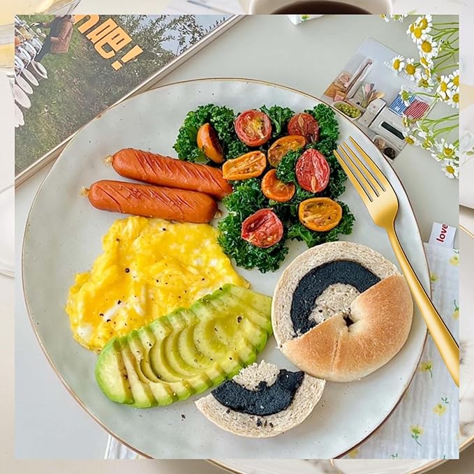 Pleafind 36 Pieces Gold Dinner Forks Set (8 inch), Forks Silverware, Mirror Polished Fork Set, Small Forks for Home, Kitchen, Restaurant, Dishwasher Safe