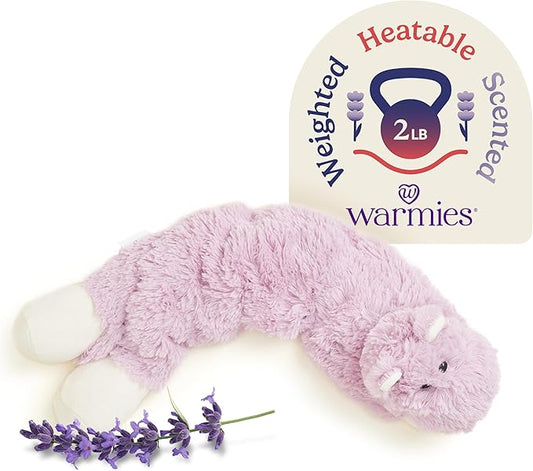 warmies Microwavable Neck & Shoulder Wrap - Heating & Cooling Plush Pad for Calming Relaxation - Weighted & Heated Neck Warmer with Scented Lavender - Microwave Heat Pad for Aches & Pain - Hippo