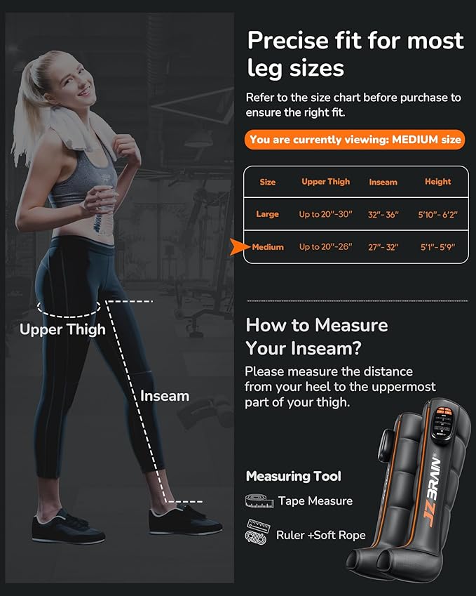 Sequential Air Compression Leg Recovery System : Gifts for Him Her- Rechargeable Professional Full Leg Compression Boots for Athletes - Post-Workout Recovery Muscle Relaxation