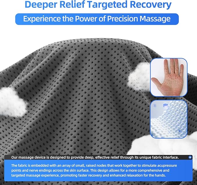 Electric Hand Massager,Cordless Hand Massager, 3 Level Heating, Fingers Palm and Wrist Chooseable, Glove-Like, Finger Separation