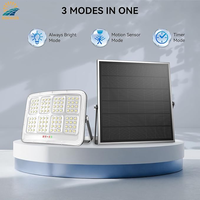 2500W Solar Lights Outdoor - 7000K Daylight, Large Lamp Beads, Optical Convex Lens, Solar Street Lights Outdoor with Motion Sensor and Remote Control, Dusk to Dawn for Yard, 2 Pack