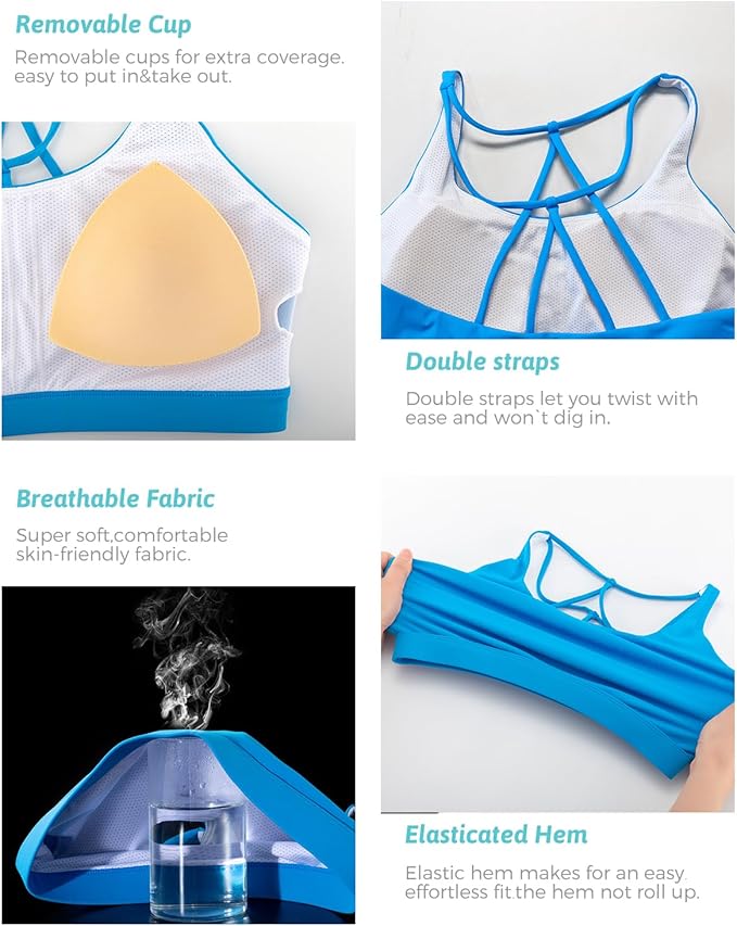 RUNNING GIRL Sports Bras for Women,Padded Sports Bra Tank Top Sexy Crisscross Back High Impact Longline Workout Yoga Bra