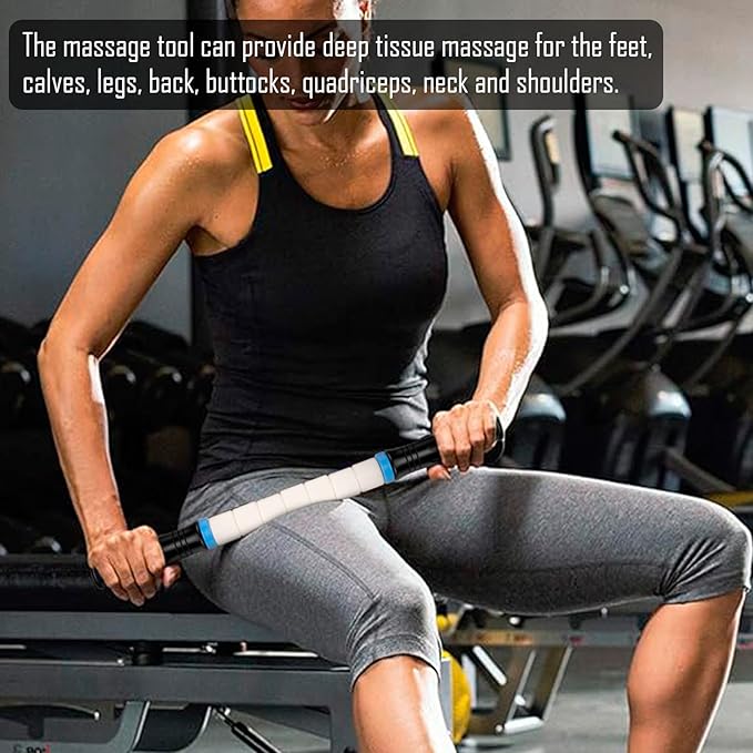 iGreely Portable Massage Roller Stick The Ultimate Muscle Roller 17 Inches Recommended by Physical Therapists Promotes Recovery Fast Relief for Cramps Soreness Tight Muscles-White