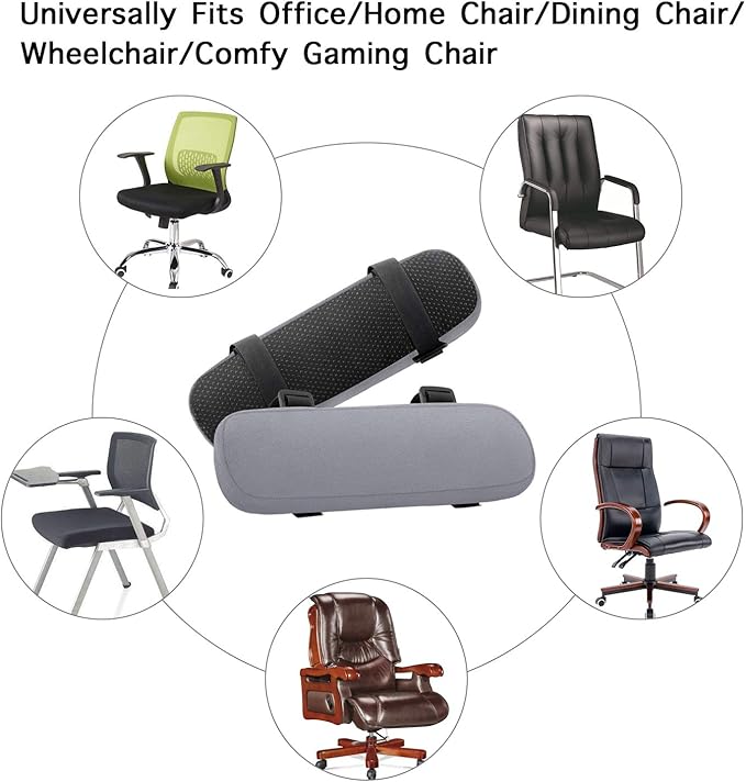MOSISO Chair Armrest Pads (2 Pack), Memory Foam Home/Office Chair Arm Rest Covers Comfy Computer Gaming Elbow Cushion Removable Washable Elbow Support Forearm Pressure Relief, Gray