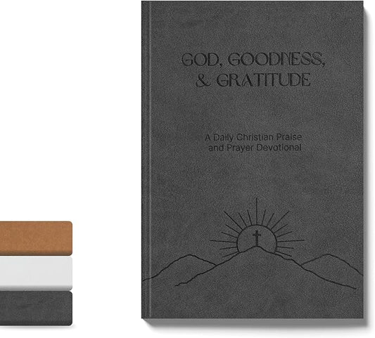 Christian Prayer Journal - God, Goodness & Gratitude - Faith-Based Gratitude and Devotional Journal for Daily Prayers, Bible Study, and Spiritual Growth - Black Leather Hardcover