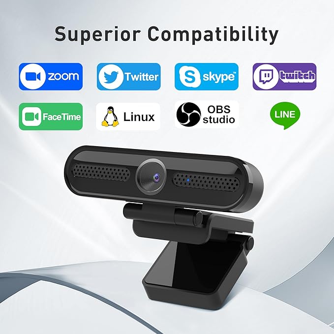 saylas 2K Webcam with Microphone, FHD Streaming Camera with 2K/30fps, 1080P/60fps, Privacy Cover, Plug & Play USB Web Cam, Autofocus, Webcam for PC, Computer Web Camera for Laptop, Desktop, Mac, Zoom