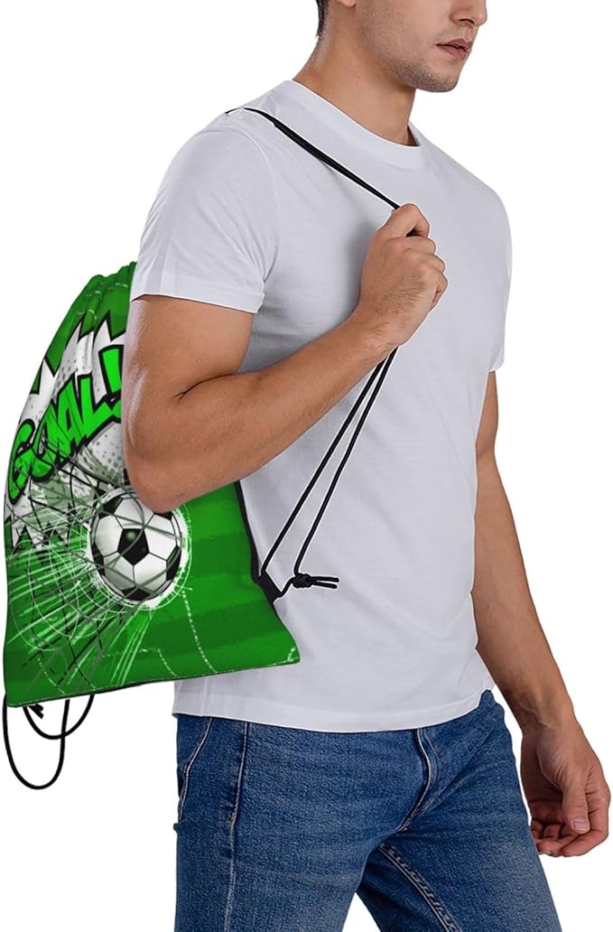 Soccer Drawstring Backpack Gym String Bag Water Resistant Drawstring Sackpack Sport For Womens Mens