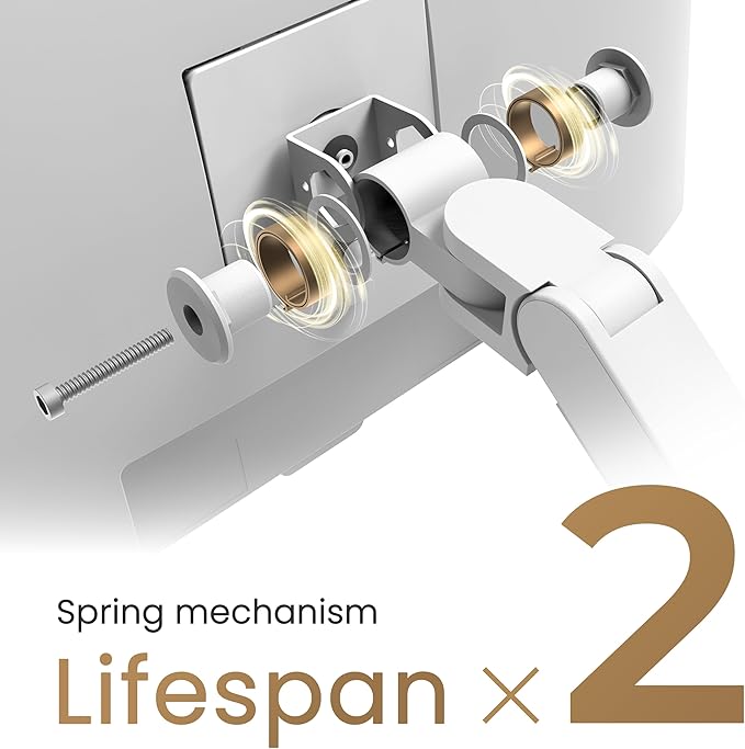 BenQ BSH02 Ergo Monitor Arm -Gas Spring Monitor Stand for Up to 45'' & 44lbs Screens, Heavy Duty, Quick Installation, No Sagging, Top Clamp and Grommet Base, Reinforcement Plate, VESA 75x75 &100x100mm