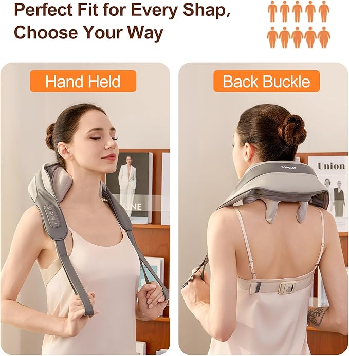 Neck Massager for Pain Relief Deep Tissue, Shiatsu Neck and Back Massager With Heat, Electric Massage Pillow for Shoulder Leg Body Muscle Pain Relief, Gifts For Women Men Mom Dad (Grey【with bag】)