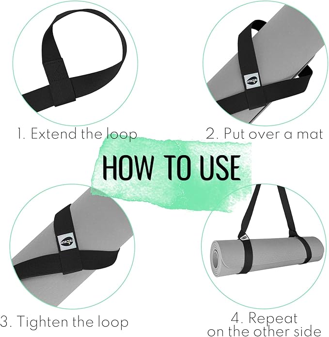 TECEUM Yoga Mat Strap – 30+ Colors – Adjustable Mat Holder Sling Carrier for All Mats [Mat Not Included]