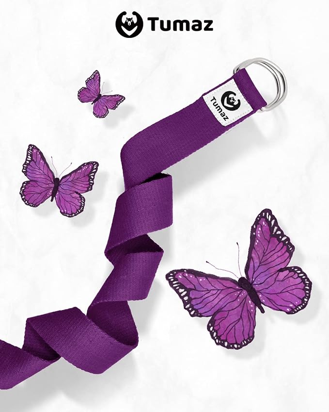 Tumaz Yoga Strap/Stretch Bands [15+ Colors, 6/8/10 Feet Options] with Extra Safe Adjustable D-Ring Buckle, Durable and Comfy Delicate Texture - Best for Daily Stretching, Physical Therapy, Fitness