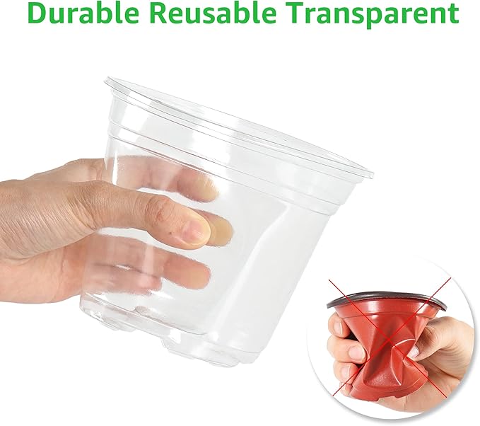 36 Packs 5/4/3.5 Inch Clear Nursery Pots with Humidity Domes, Transparent Plant Pots with Drainage Holes, Variety Pack Seed Starting Pots for Succulents, Flowers and Cactus