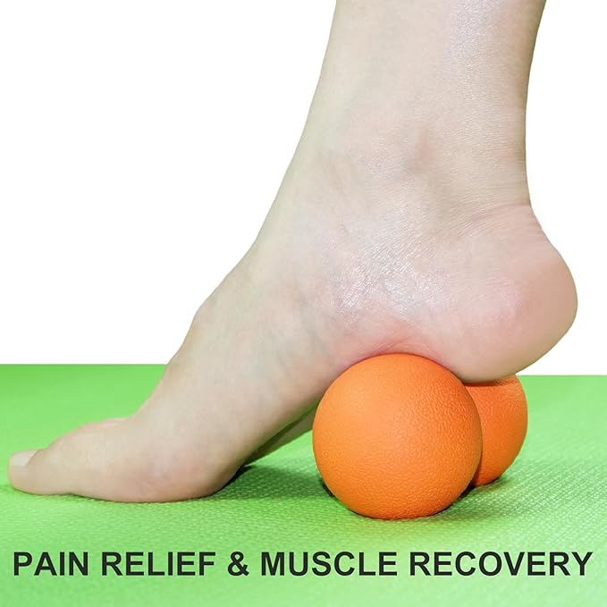 Hard Peanut Massage Ball, Double Lacrosse Massage Ball. Deep Tissue Massager Mobility Roller for Physical Therapy Myofascial Release Trigger Point Muscle Relax Pain Relief Acupressure (Orange)