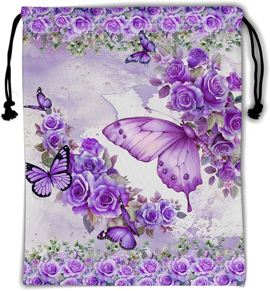 Rose Flower Butterfly Grip Bag for Gymnast Adjustable Women Sports Gymnastics Drawstring Bag