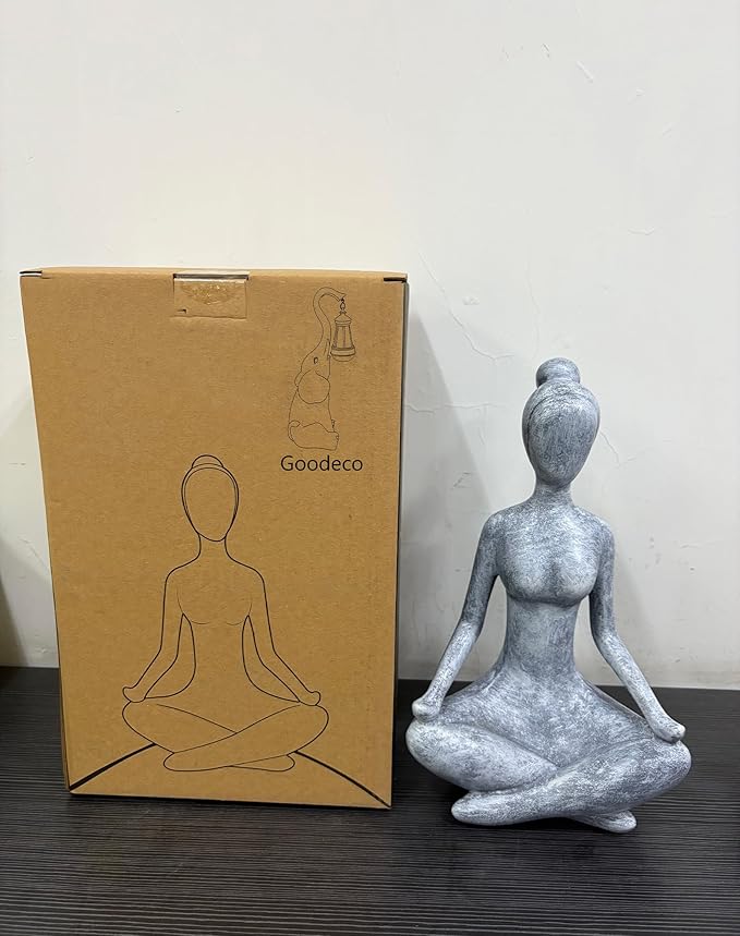 Goodeco Zen Lady Garden Outdoor Statue - Resin Collectible Figurines for Home Decor Accents & Shelf Decoration, Great Gift Ideas, 11.4 Inches (Grey)