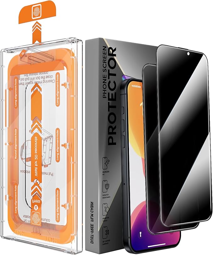 X-it 2 Packs Privacy Screen Protector for iPhone 15 Pro Max 6.7-inch - [Auto-Dust Removal] 9H+ Tempered Glass [10X Military Protection], Bubble Free, Case Friendly