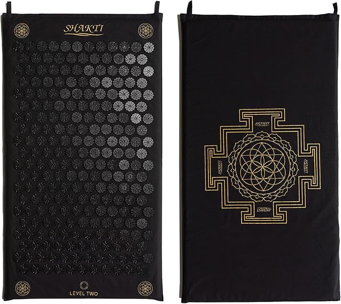 ShaktiMat Classic Acupressure Mat Level 2 Intensity in Shakti Black, Relieves Stress & Tension, Promotes Relaxation & Focus | Similar to Acupuncture, No Needles Required | FSA/HSA Eligible
