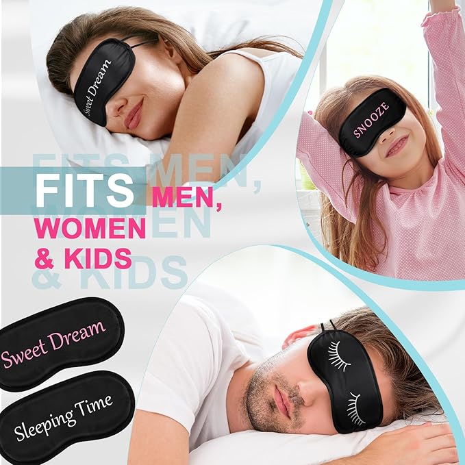 Eurzom 20 Pieces Funny Eye Sleeping Mask Bulk with Adjustable Strap Blackout Eye Sleep Mask for Night Blindfold Cover for Women Men (Cute Black)