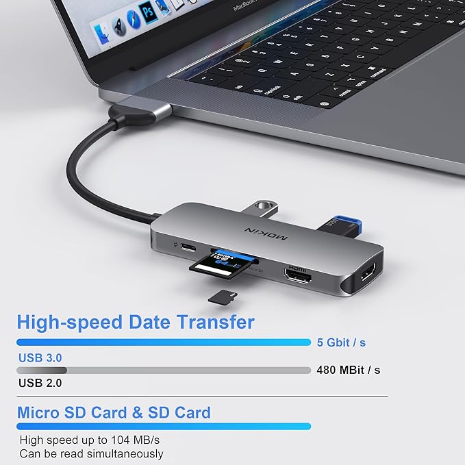 Docking Station for MacBook Pro Air, Mac Docking Station Dual Monitor, MacBook Pro/Air Dock with Dual HDMI(4K @60Hz), 3 USB3.0,SD TF Card Reader and 100W PD MacBook USB C Hub