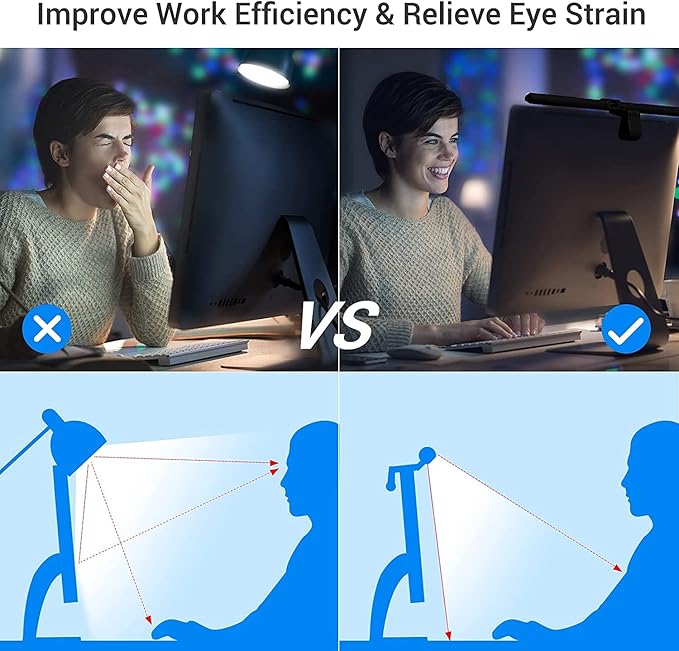 Quntis Computer Monitor Light, Screen Light Bar No Glare, 20.4'' Monitor Lamp with Auto-Dimming, Adjustable Brightness and Color Temperature, USB Reading LED Monitor Light for Desk/Home/Office