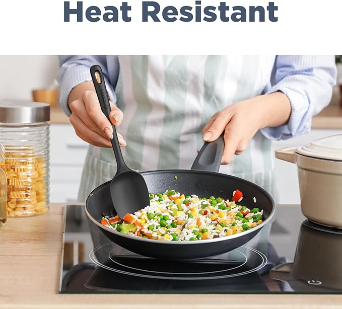 3 Pieces Silicone Spatula Set, Food Grade Rubber Spatula, Upgrade Strong Handle with Ergonomic Grip, Heat Resistant for Nonstick Cookware, Cooking