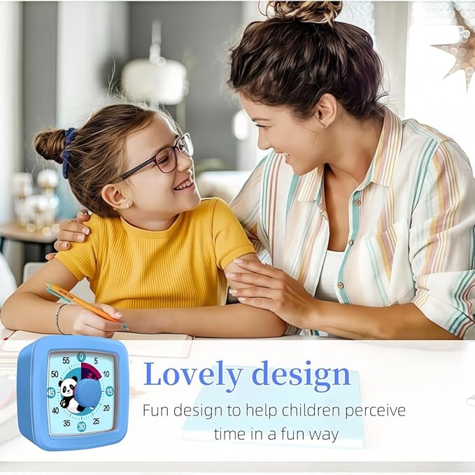 Visual Timer for Kids and Adults, 60-Minute Countdown Timer for Classroom & Kitchen, Desk Timer for Study, Time Manager Tool for Kids with Cute Cartoon