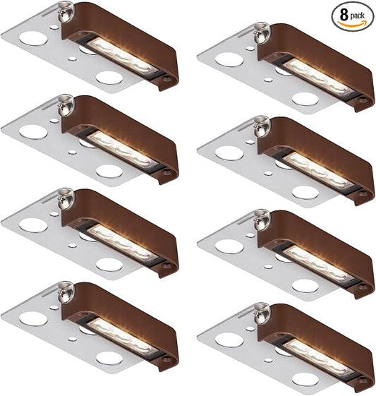 LEONLITE 8-Pack 4 Inch LED Hardscape Lighting, Update Retaining Wall Lights, LED Landscape Lighting, 12 AC/DC Paver Light Low Voltage, 2W Outdoor Step Lights, 2700K Soft White, ETL