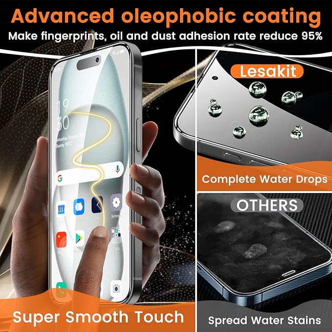 4+4 Pack Privacy Screen Protector for iPhone 15 Plus 6.7-Inch with 4 Pack Camera Lens Protector, Anti Spy Tempered Glass Film 9H Hardness Case Friendly