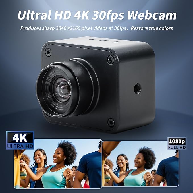 MOKOSE USB Camera 4K, USB3.0 Manual Focus Webcam with 4.2mm Wide Angle Lens, IMX678 1/1.8" 8MP Sensor Support YUY2, Web Camera for Desktop Computer Laptop