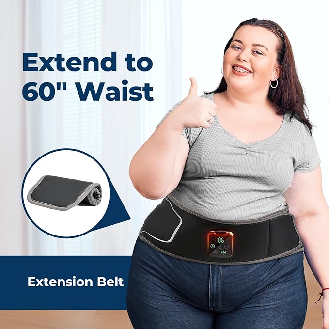 Heating Pad for Back with Auto-Inflatable Massager, 58’’ Cordless Lower Back Massager with 3 Vibration and 4 Heat, Portable Heated Pads for Back Pain Relief, Gifts for Women Men Family