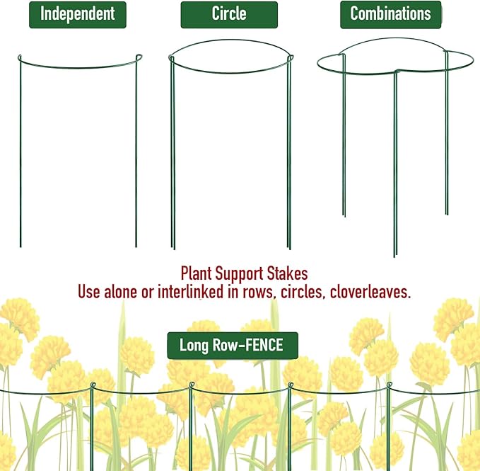 8 Pack Snake Plant Support Stakes - Rust-Proof Half Round Peony Stakes and Supports - Ideal for Hydrangeas, Dahlias, and More - Indoor and Outdoor Potted Plant Support and Stakes