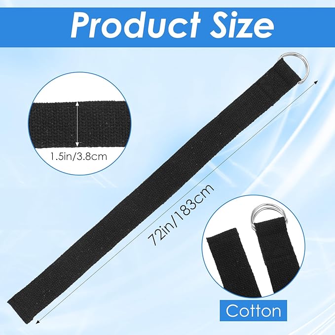 12 Pcs Yoga Strap, Non-Elastic Stretching Strap Yoga Straps for Stretching Bulk 6ft Exercise Stretch Band with Metal D Ring, Adjustable Stretch Belt for Women Men Pilates, Gymnastics, Dance