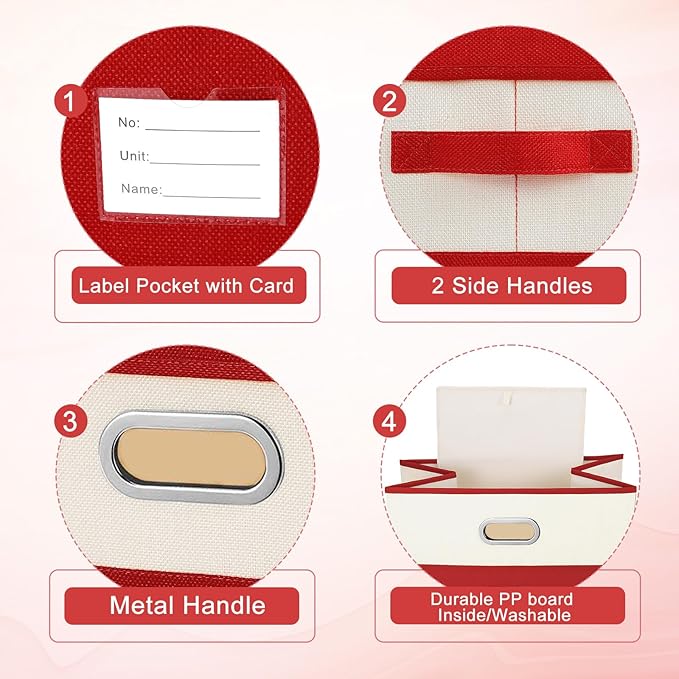 Large Linen Fabric Foldable Storage Bins with Removable Lid and Handles, Washable Storage Box Organizer Containers Baskets Cube with Cover for Bedroom,Closet,Office,Nursery(Black&White, Large)