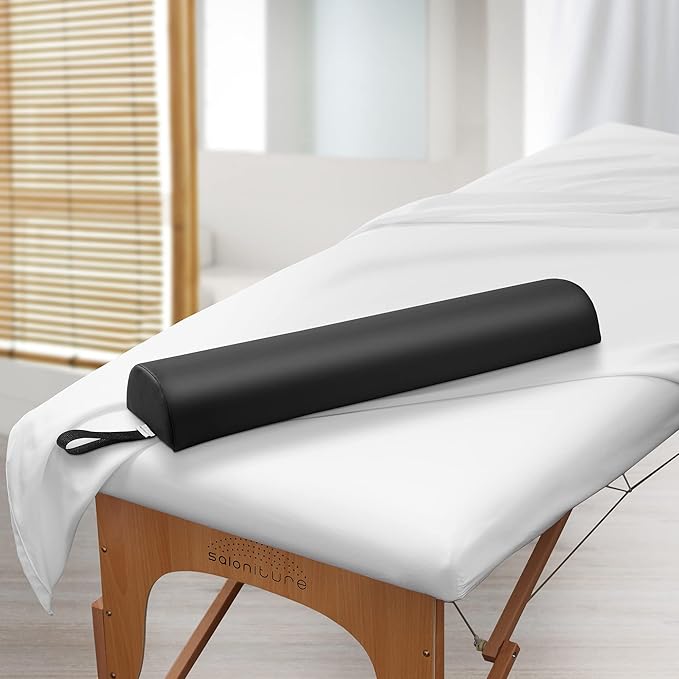 Saloniture Half Round Massage Table Bolster Pillow Pad - 26 x 6 x 3 Inch - Black