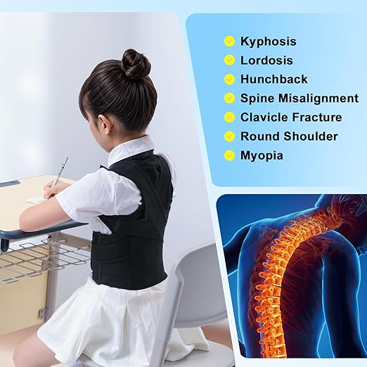 babaka Back Brace Posture Corrector for Kids, Adjustable Full Back Support, for Upper and Lower Back Pain Relief, Scoliosis, Dowagers Hump, Hunchback, Thoracic, Spine Corrector (X-Large, Waist: 26''-31'')