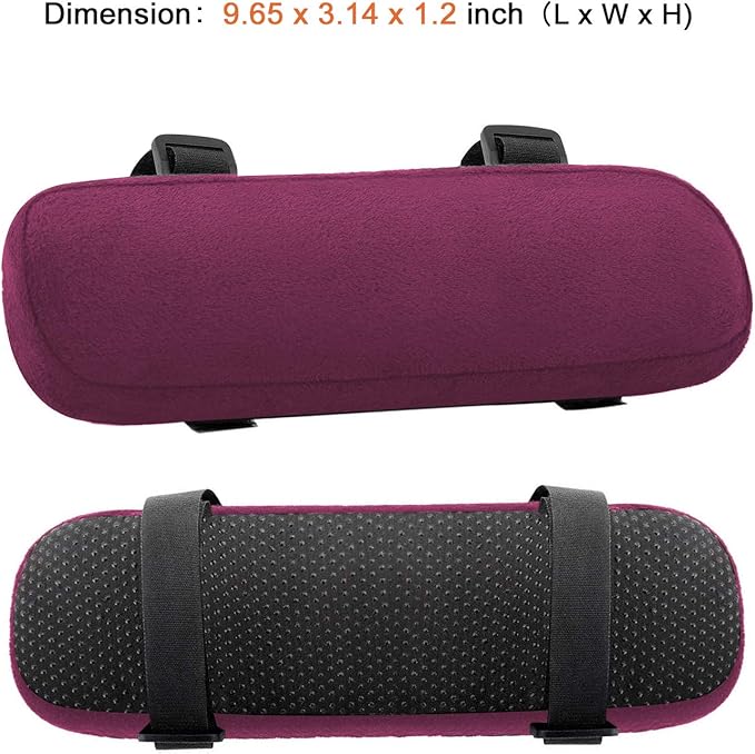 MOSISO Chair Armrest Pads (2 Pack), Memory Foam Home/Office Chair Arm Rest Covers Comfy Computer Gaming Elbow Cushion Removable Washable Elbow Support Forearm Pressure Relief, Wine Red