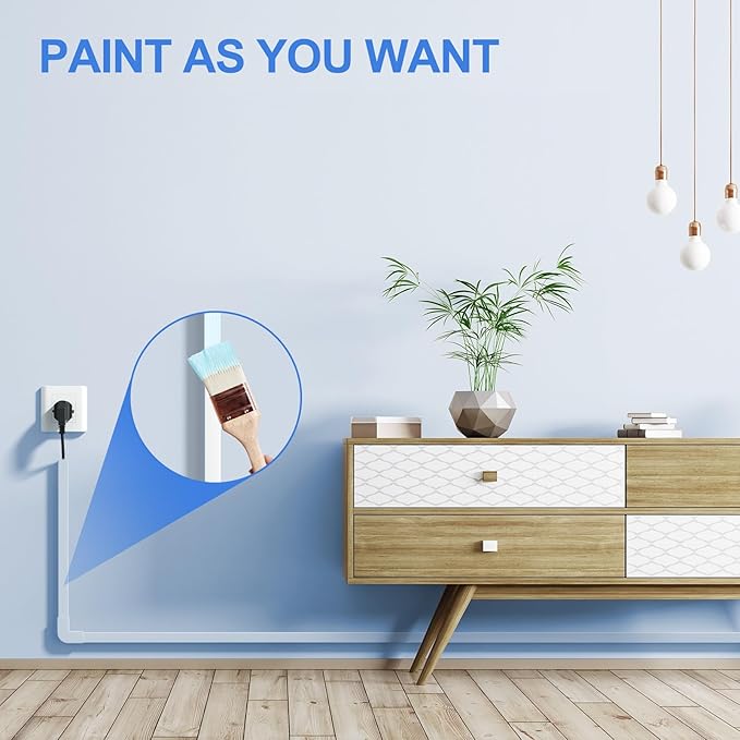 Yecaye Cord Hider, One-Cord Cable Concealer, Cord Covers for Wires on Wall, Easy Install Cable Management Kit for 2 Small Wires, Cables Raceway Home Office, W0.59in H0.4in, White