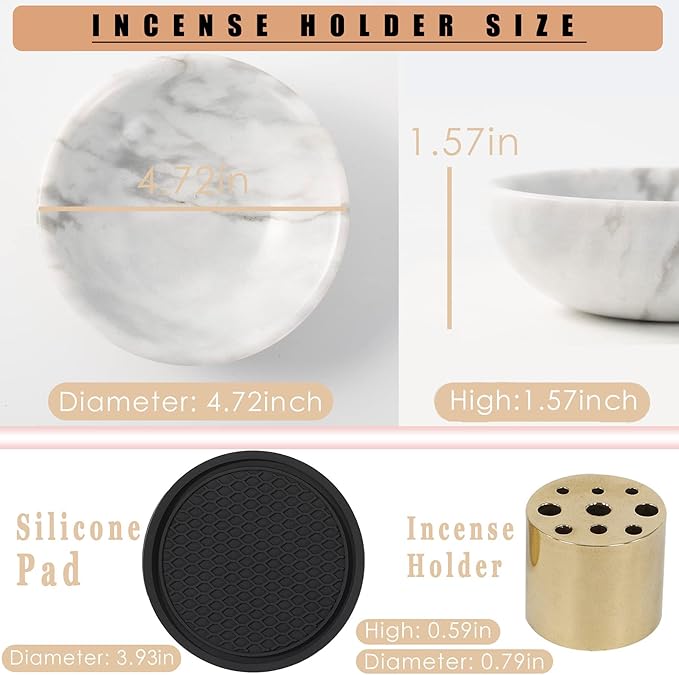 Incense Holder, Natural Marble Incense Holder for Sticks with 9 Incense Holes, Handmade Incense Stick Burner Ideal for Smudging, Decoration