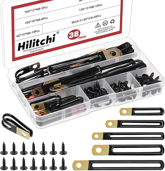 Hilitchi 76PCS 5 Sizes Vinyl Coated Cable Clamps Assortment Kit Insulated Hose Pipe Clamp Rubber Cushioned Hose Clamp Insulated Tube Clips for Tube Pipe Wire Cord Installation