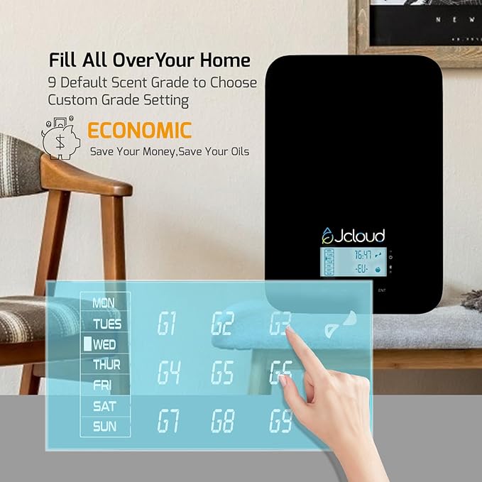 JCLOUD Smart Scent Air Machine for Home with Spring Breeze Inspired by InterContinental Hotel Essential Oils 100ML, HVAC Scent Diffuser Cover Up to 2000 Sq. Ft with Cold Air Technology for Large Room