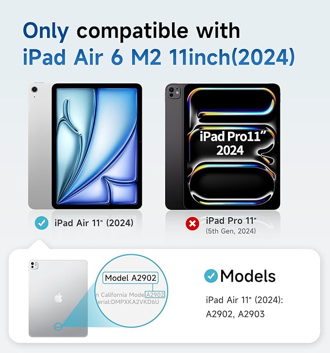 MAGIC JOHN for iPad Air 11 inch Screen Protector M2 [6th 2024] Tempered Glass, Auto Dust-Elimination, Bubble Free, HD Clear, Easy Installation,High Sensitivity