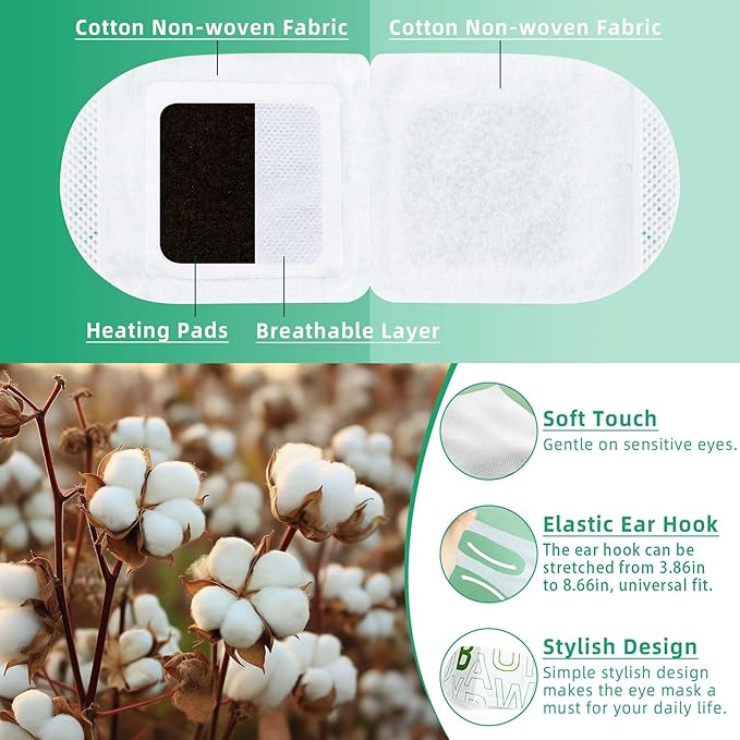 12 Packs Self Heating Eye Masks for Dry Eyes Disposable Heated Eye Mask Warm Compress Sleep Mask Stress Relief Travel Ready Relaxation Unscented