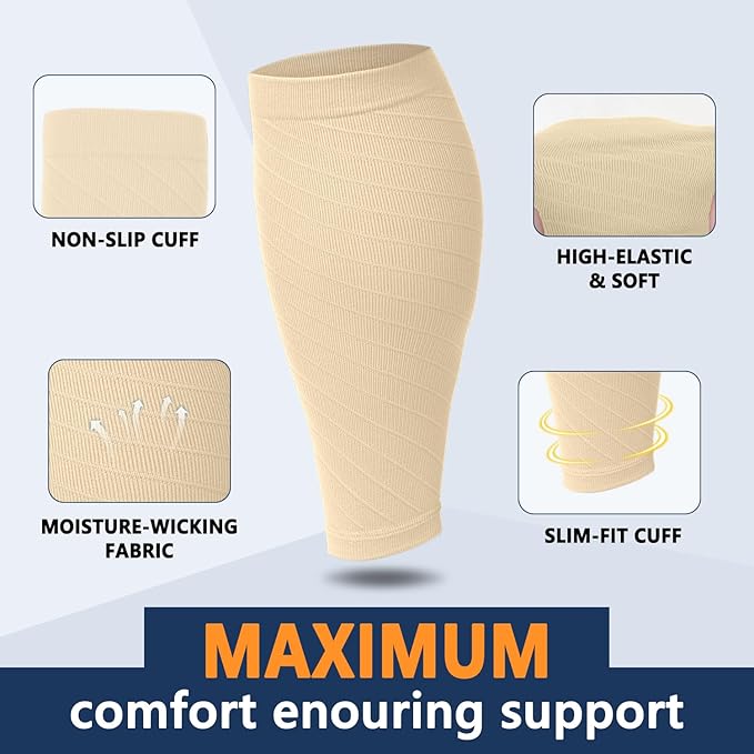 3 Pairs Calf Compression Sleeves for Women Men, Leg Compression Sleeve Calf Brace for Support Running Shin Splints