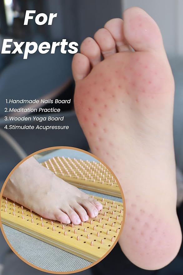 Sadhu Board Advanced - Copper nails, 15mm, Large Size, For Experts, Nail boards for feet, for Yoga and Meditation, Acupuncture Foot Massage, Bamboo